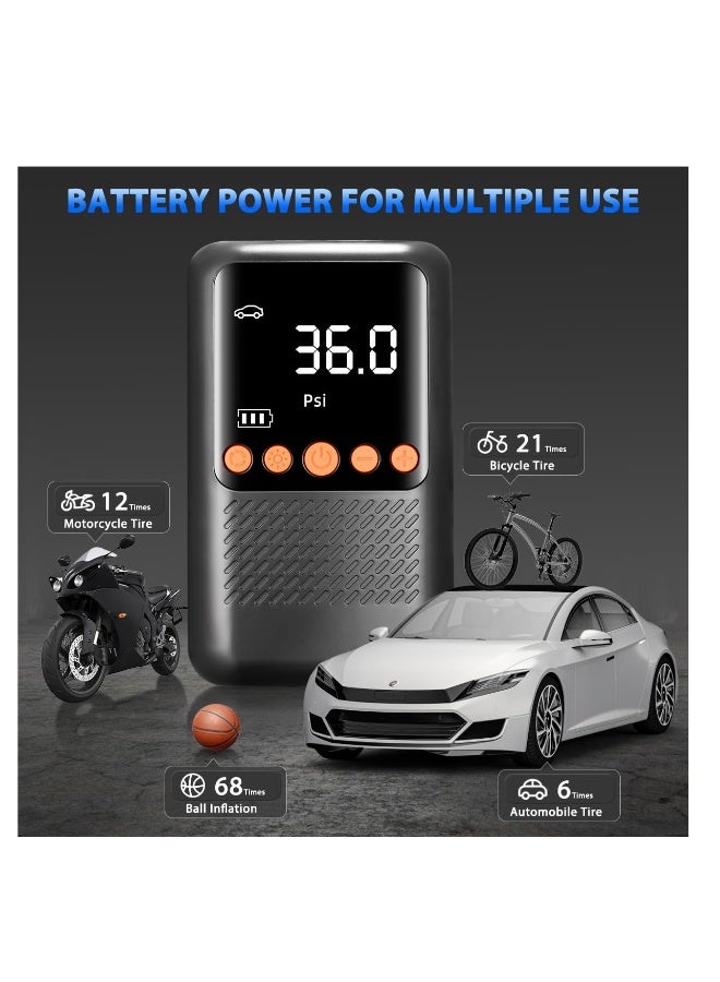 Portable Tire Inflator, Cordless Air Compressor for Car and Bike, Rechargeable Mini Pump with 150 PSI Pressure Gauge, 2X Faster Air Pump for Tires, Ideal for Bicycles and Vehicles. - Image 5
