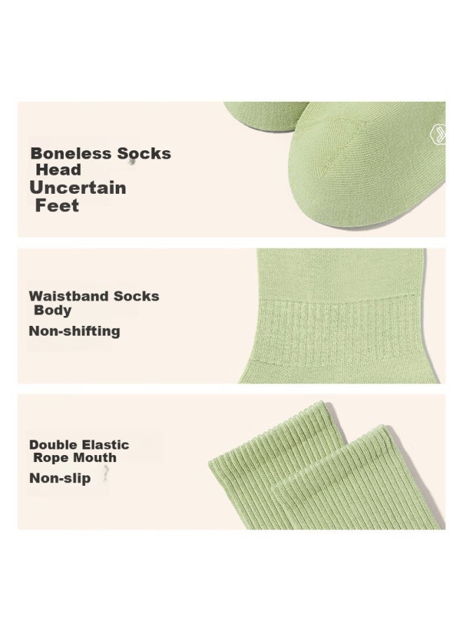B&C.ROOM Mianzhuwu Right-angled Socks For Women, Mid-calf Socks, Autumn And Winter Pure Cotton Antibacterial Deodorant Sports Thick Warm Long Socks, 5 Pairs - Image 2