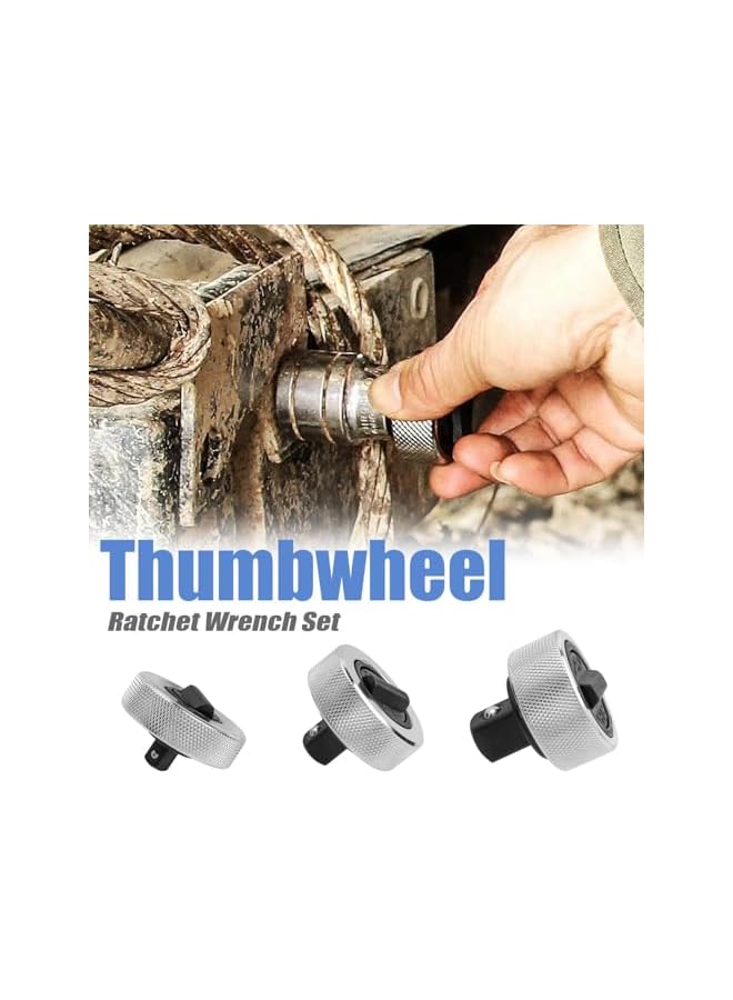 promass 3 Piece Palm Ratchet Wrench Set, Reversible Thumb Wheel Ratchet Wrenches with 1/4", 3/8", 1/2" Drive, Mini Thumbwheel Finger Ratchets, Compact Ratcheting Socket Wrench Tool for Tight Spaces - Image 4