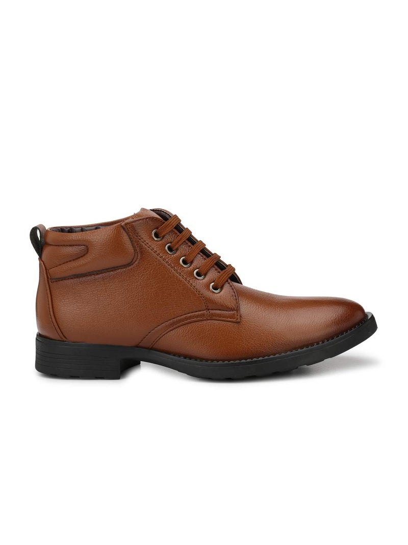 MACTREE Men's Mid Top Ankle Boots Formal Shoes (Tan, numeric_12) - Image 3