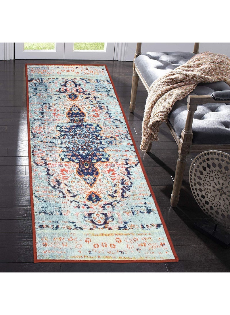 Status Contract Status Contract 3D Printed Polyester Vintage Persian Bedside Runner Carpet Rug Anti Skid Backing for Home/Kitchen/Living Area/Office Entrance (56 X 140 Cm, Multi) Pack of 1  - Image 1