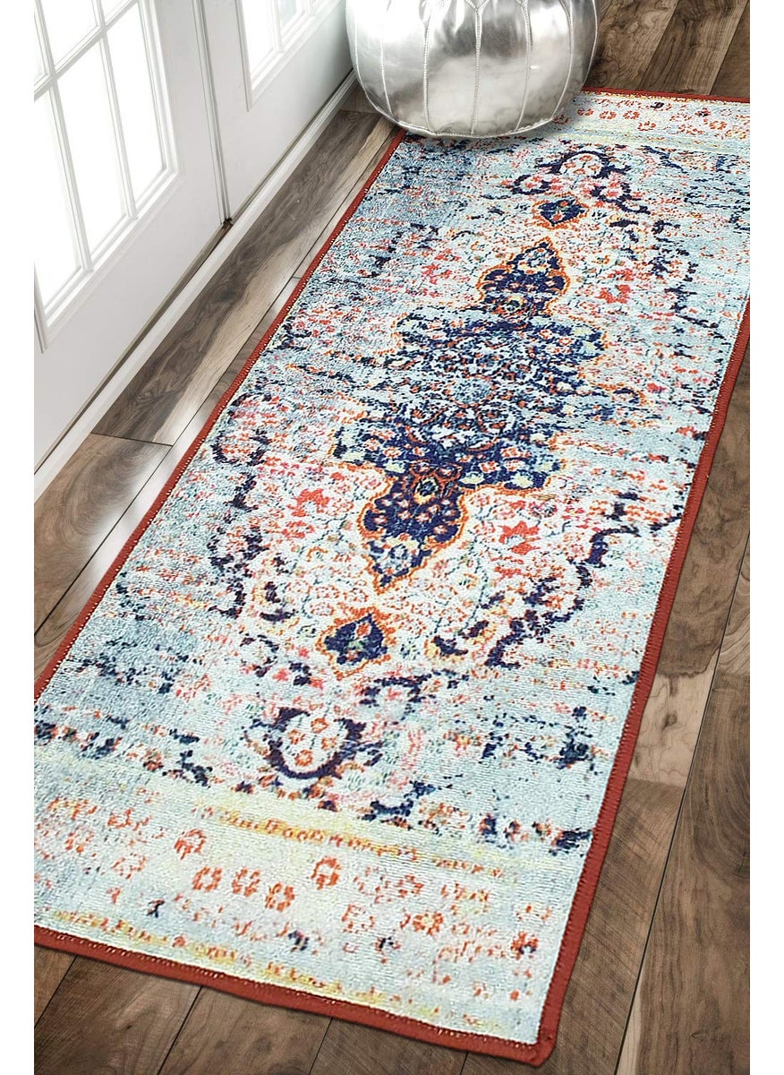 Status Contract Status Contract 3D Printed Polyester Vintage Persian Bedside Runner Carpet Rug Anti Skid Backing for Home/Kitchen/Living Area/Office Entrance (56 X 140 Cm, Multi) Pack of 1  - Image 4