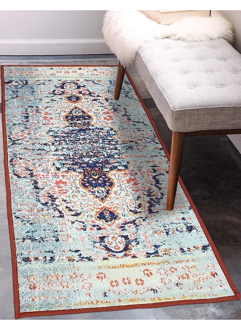 Status Contract Status Contract 3D Printed Polyester Vintage Persian Bedside Runner Carpet Rug Anti Skid Backing for Home/Kitchen/Living Area/Office Entrance (56 X 140 Cm, Multi) Pack of 1  - Image 3