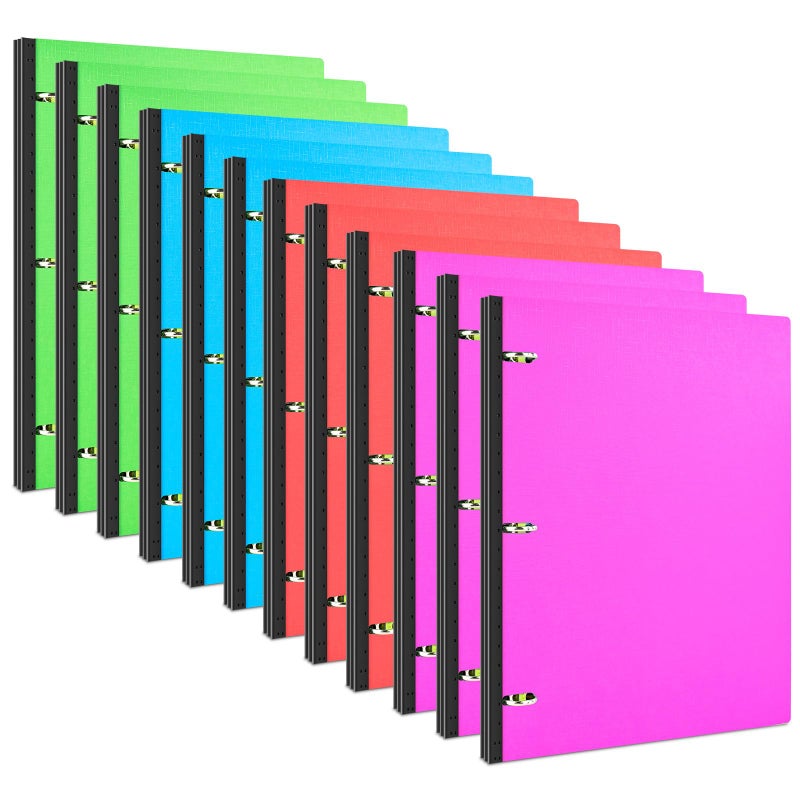 INFUN Telescoping 3 Ring Binder 12 PCS Portable 075 inch Plastic 3 Ring Binder with Telescoping Spine Binders with Foldable Front Cover Holds 85 x 11 Paper for SchoolOffice and Homes