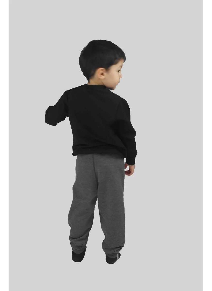 Bluence Boy's Printed Black Cotton Tracksuit Set