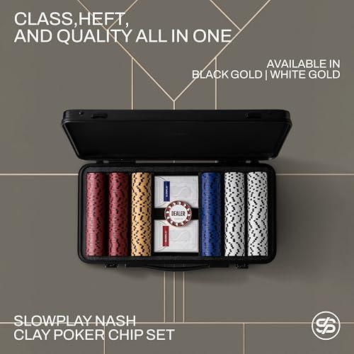SLOWPLAY 14g Clay Poker Chips Set for Texas Hold'em, 500 PCS, with Numbered Values, Art Deco Style, and Carrying Case - Image 2