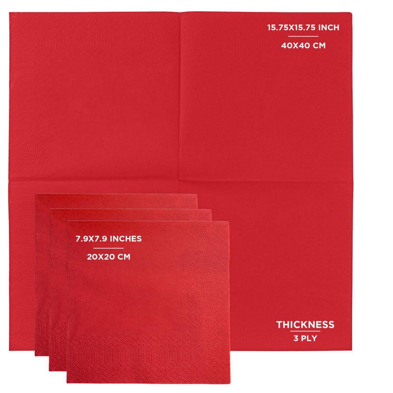 ESKAY PRODUCTS Red Dinner Napkins  3-Ply Disposable Paper Napkins-Bar  Dinners  Weddings  Birthday  EU Made  (125 Count)  - Image 1