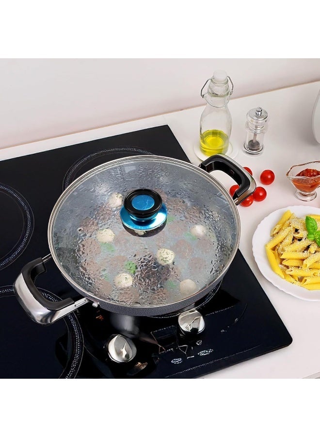 كاواشي مقلاة ووك كاواشي غير لاصقة مقاس 32 سم مع هيكل من الألومنيوم المتين وغطاء زجاجي - Image 5