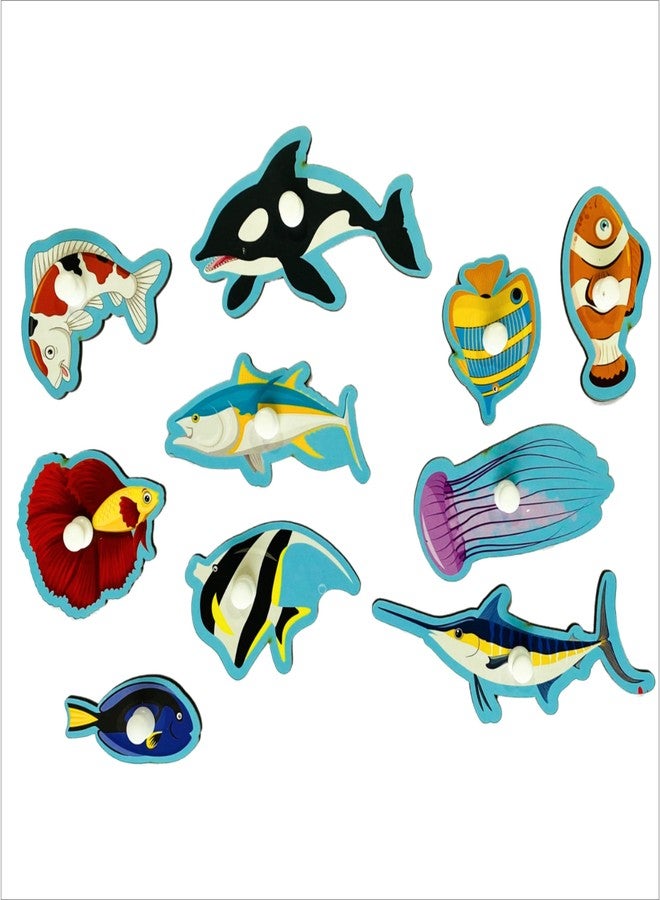 Todfod Kids Fort Pre Nursery Educational Jigsaw Puzzles for Kids & Childerns Educational and Learning Toys Kit Board Game of Flower, Fruits, Human Body Parts, Shapes & Colours (Fish) - Image 4