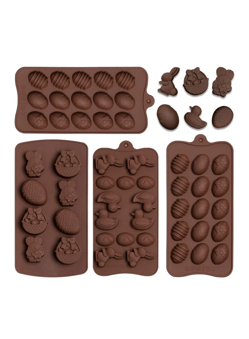 4Pcs  Mold  Egg Mold Rabbit Mould Duck Resin Chocolate Mold Silicone Candy Pan for  Party Fondant Jelly Dome Mousse Cake Topper Making - Image 1