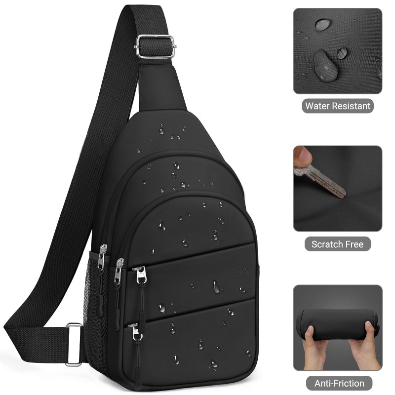 Tuwubi Crossbody Bags for Women, Sling Bag for Men, Small Hiking Backpack Anti Theft Lightweight for Outdoors Travel (L, Black) - Image 5