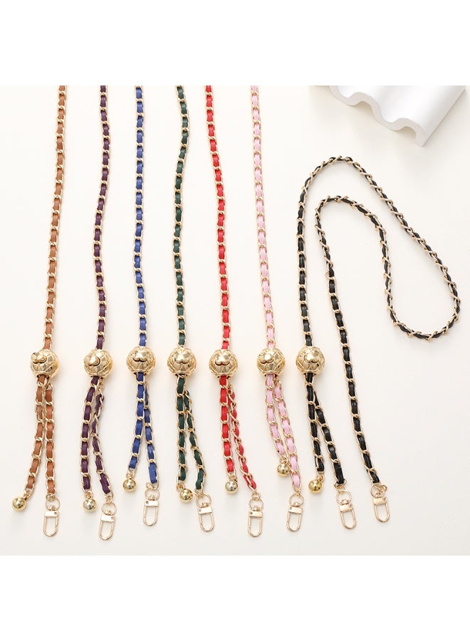 NIBEMINENT Phone Charm/ Chain Strap for Women Girls, Metal Adjustable Skin Penetration Cell Phone Case Lanyard Wrist Strap,K2117/Black Skin - Image 2