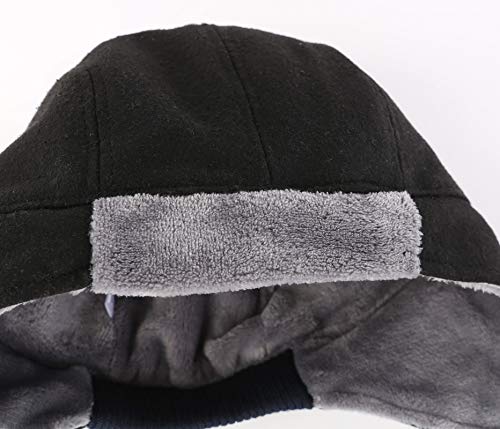 Connectyle Mens Fleece Lined Skull Cap Warm Winter Beanie with Ear Covers Running Cycling Sports Hat Black - Image 3