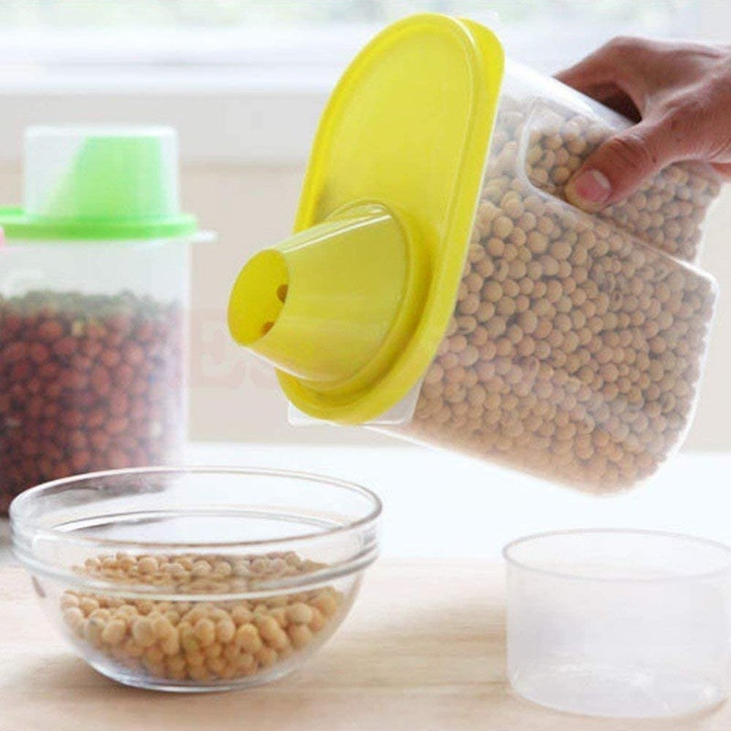 Inditradition Cereal Food Grain Storage Plastic Container - 1900 ml, Set of 3, Multicolour - Image 2