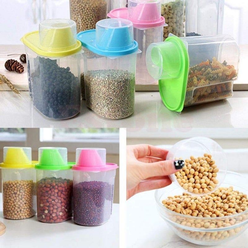 Inditradition Cereal Food Grain Storage Plastic Container - 1900 ml, Set of 3, Multicolour - Image 4