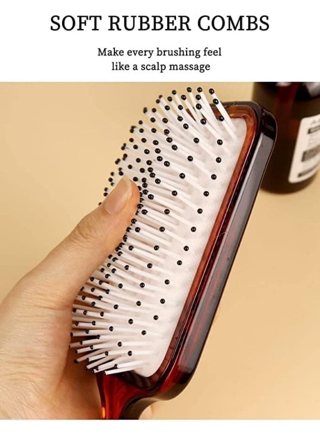 فرشاة شعر مبطنة كبيرة مستطيلة بمقبض بلاستيك لتصفيف الشعر لون بني - Image 5