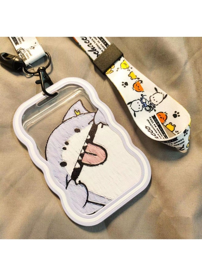 NIBEMINENT 1 - Piece Naughty Shark Kpop Photo Card Holder Pendant Key Chain ID Badge Holder ID Card Holder Photo Card Protector for School ID Office ID Access Card for Women Girls