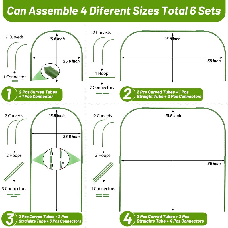 Cludoo 67pcs Garden Mesh Netting Kit,6 Sets Wide Garden Hoops with 10x20 ft Garden Covers Bird Netting& 12 Clips, Garden Protection for Raised Beds Greenhouse Vegetable Plants Flowers Animals - Image 2
