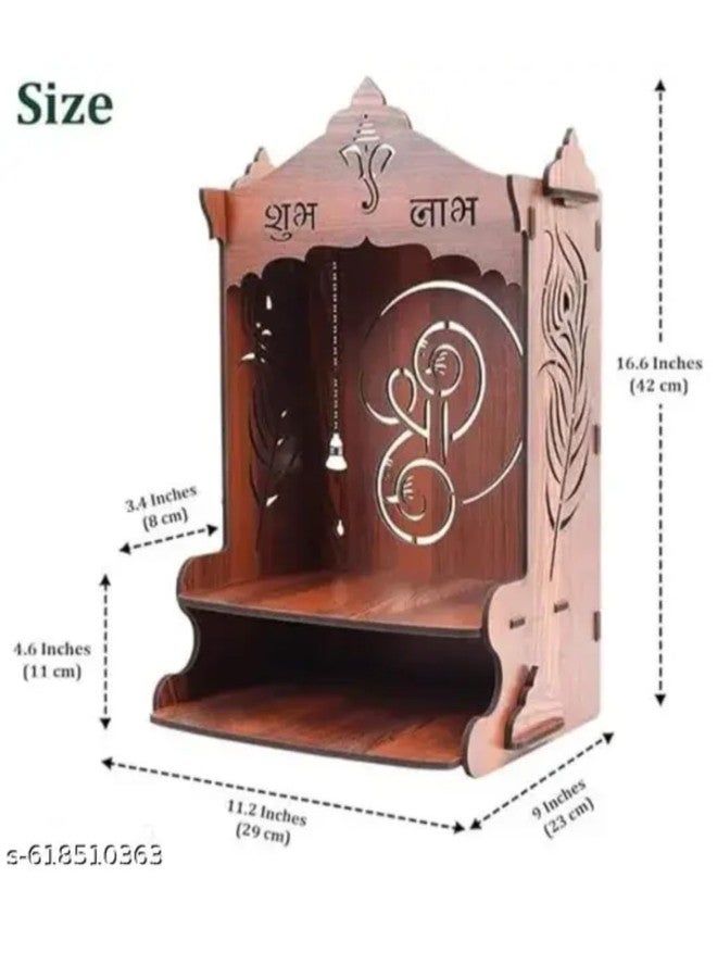Wooden Handcrafted Pooja Mandir Decorative Temple, Compact Tabletop Design for Home Décor - Image 2