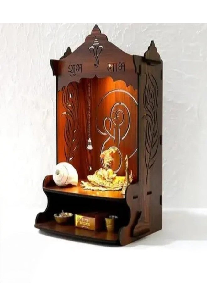 Wooden Handcrafted Pooja Mandir Decorative Temple, Compact Tabletop Design for Home Décor - Image 1