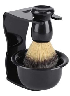KASTWAVE 3 in 1 Shaving Brush Set Shaving Soap Bowl & Shaving Stand & Hair Shaving Brush Kit Stainless Steel Shaving Cleaning Tool for Men Black  - Image 2