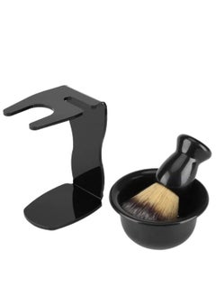KASTWAVE 3 in 1 Shaving Brush Set Shaving Soap Bowl & Shaving Stand & Hair Shaving Brush Kit Stainless Steel Shaving Cleaning Tool for Men Black  - Image 1