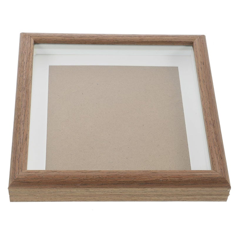 Walnut Wood 7 Inch Square DIY Hollow Photo Frame For 18x18cm Artwork Desktop Display Holder Retro Party Decor - Image 2