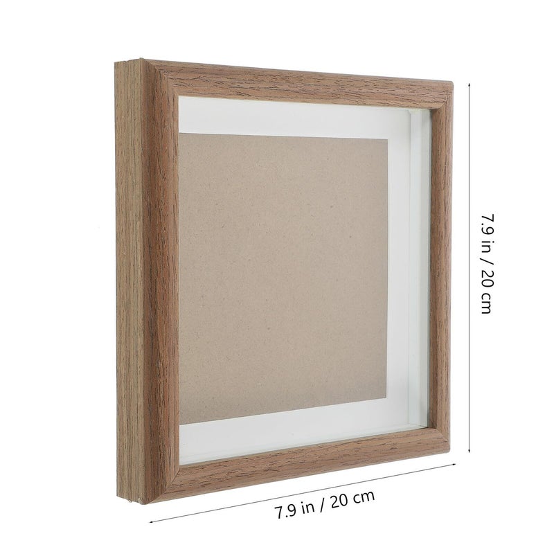 Walnut Wood 7 Inch Square DIY Hollow Photo Frame For 18x18cm Artwork Desktop Display Holder Retro Party Decor - Image 3
