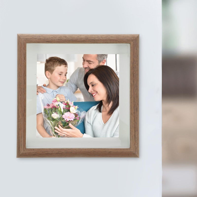 Walnut Wood 7 Inch Square DIY Hollow Photo Frame For 18x18cm Artwork Desktop Display Holder Retro Party Decor - Image 5