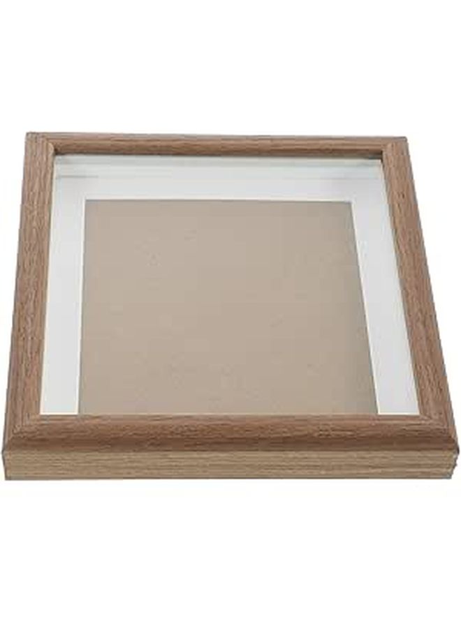 Walnut Wood 7 Inch Square DIY Hollow Photo Frame For 18x18cm Artwork Desktop Display Holder Retro Party Decor - Image 1