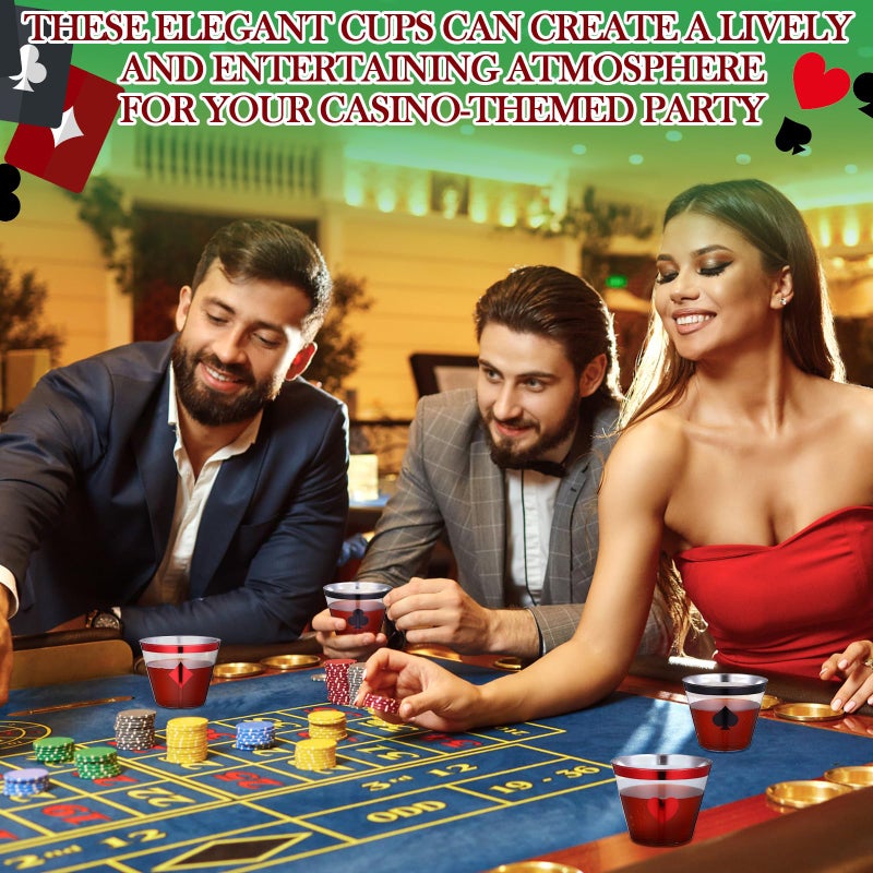 Widecook 80 Pcs Casino Theme Party Cups Decoration Bulk 9 Oz Poker Disposable Plastic Clear Drinking Wine Cups For Casino Game Night Las Vegas Poker Club Birthday Party Supplies Favors(Black Red) - Image 5