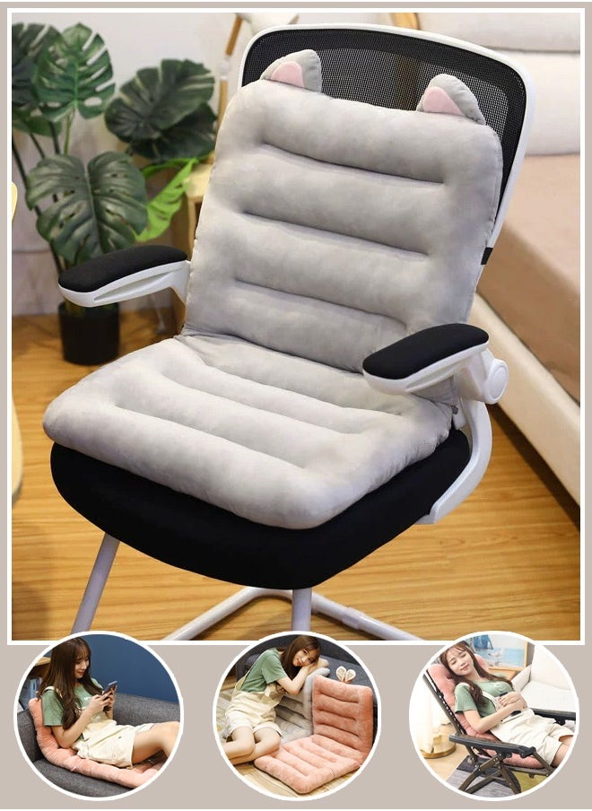Generic - Office Chair Cushion Sofa Car Seat Cushion Integrated Recliner Chair Seat Cushion Backrest Cushion PP Cotton Back Support Office Chair Sofa Car Seat Cushion One-Piece Cushion Rocking Chair Cushion (Grey) - Image 1