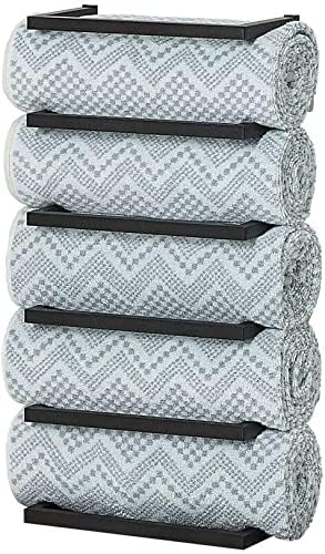 Indian Decor 48153 Large Towel Rail Black Metal Wall Mounted 24 x 48 x 12 cm - Image 1