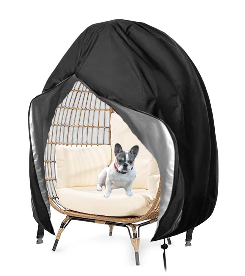 Oslimea Oslimea Double Patio Egg Chair Cover Large 91x80 inch Waterproof Windproof Outdoor Swing Egg Chair Cover with Zipper and Bottom Buckle Black 