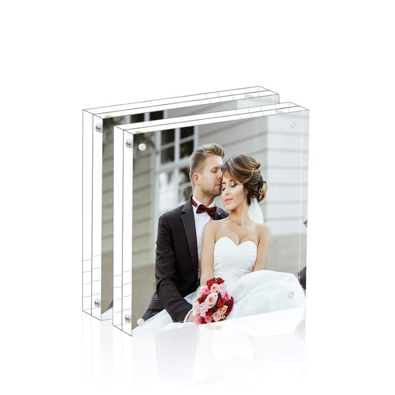 Magicool Magicool Premium Acrylic Photo Frame- Magnet Photo Frame -Double Sied Thick Desktop Frames (4x4 2pack) - Image 1