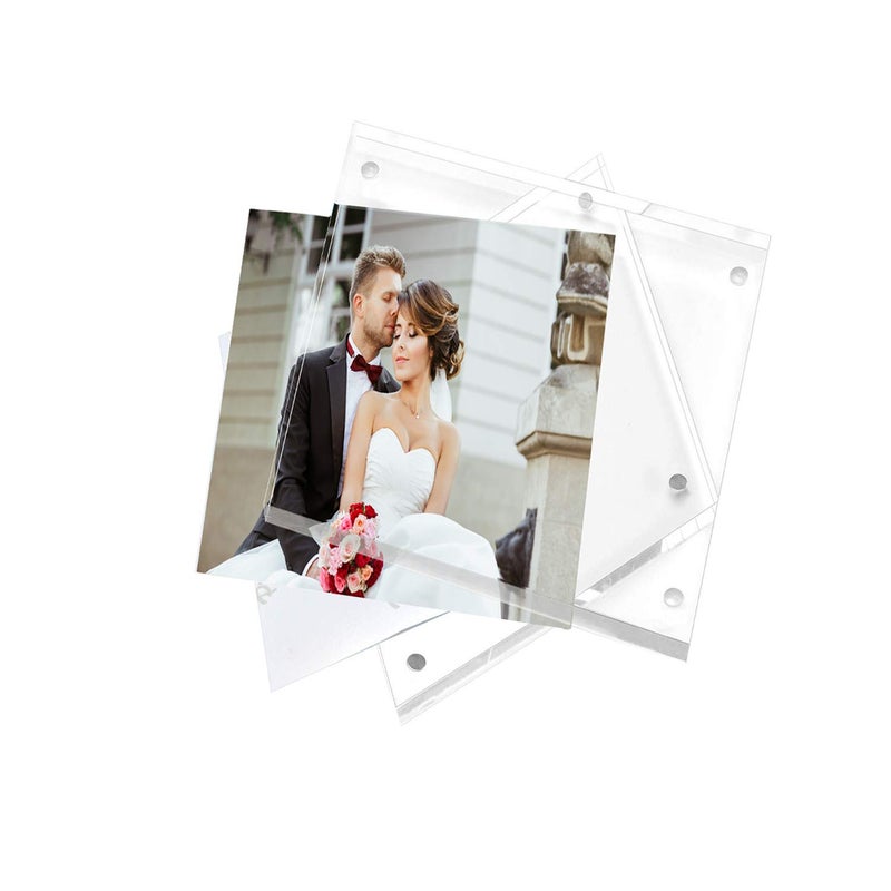 Magicool Magicool Premium Acrylic Photo Frame- Magnet Photo Frame -Double Sied Thick Desktop Frames (4x4 2pack) - Image 2