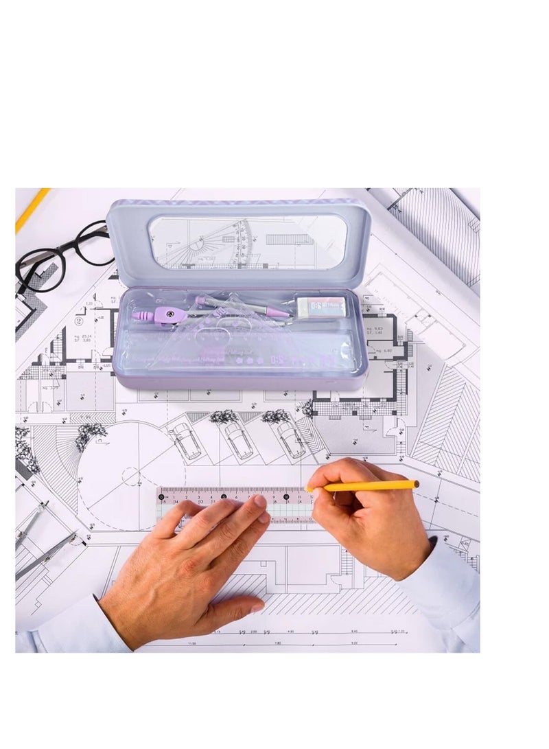 Generic Durable Maths Set for Secondary School with Shock-Proof Box, Complete Learning Kit Loved by Kids in Purple  - Image 3