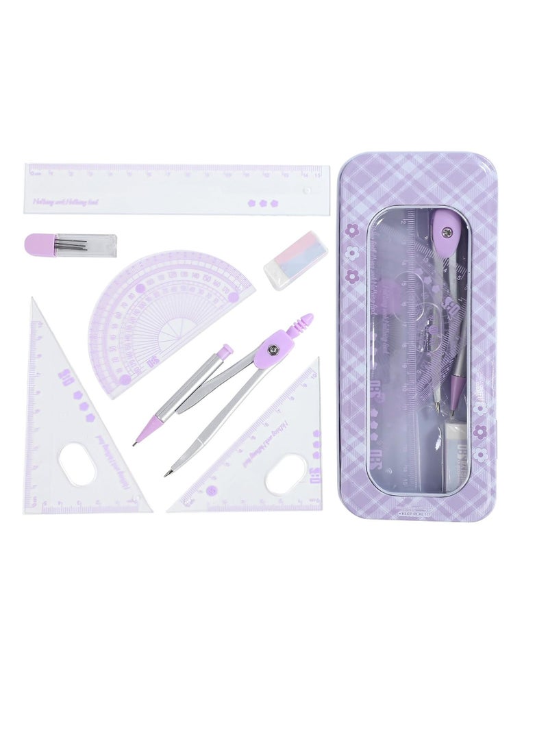 Generic Durable Maths Set for Secondary School with Shock-Proof Box, Complete Learning Kit Loved by Kids in Purple  - Image 1