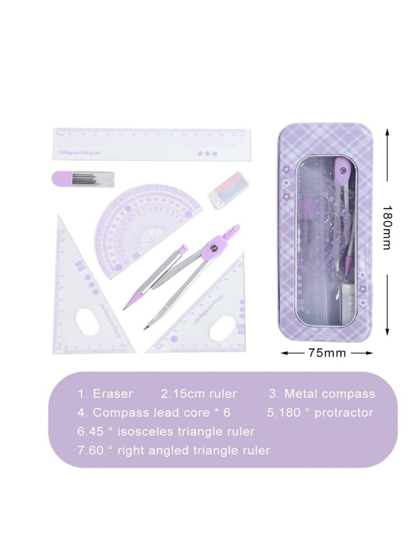Generic Durable Maths Set for Secondary School with Shock-Proof Box, Complete Learning Kit Loved by Kids in Purple  - Image 5