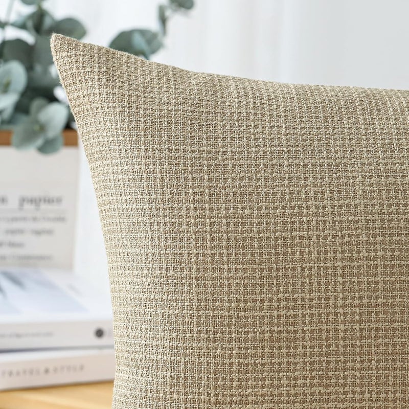 OTOSTAR Pack of 2 Throw Pillow Covers 16x24 Inch Linen Light Tan Pillowcases Farmhouse Decorative Solid Pillow Covers 40x60 cm Lumbar Cushion Case for Home Decor Sofa Couch Bed (Light Tan) - Image 2