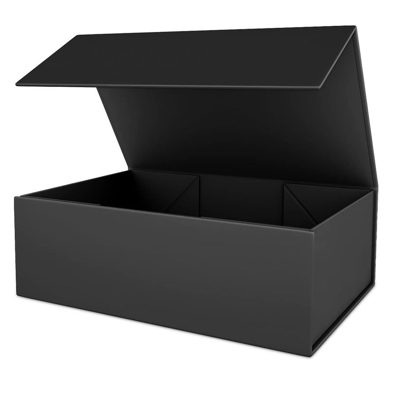 ROSTELACK صندوق هدايا أسود 10" × 6" × 3" مع غطاء مغناطيسي لصندوق الهدايا للهدايا، صناديق هدايا وصيفات العروس، صندوق لطيف، صندوق عيد ميلاد، فاخر لتغليف الهدايا، صندوق هدايا مغناطيسي لتغليف الهدايا (أسود) - Image 1