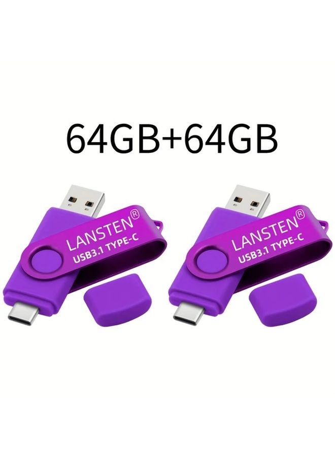 LANSTEN 2in1 USB C Flash Drive 64GB 64GB USB 3 1 Type C And USB A For Mac Laptop PC - Image 1
