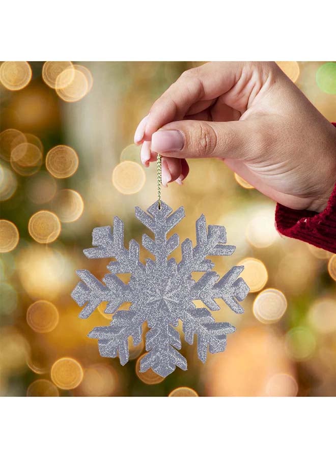 1pc Silver Glitter Snowflake Christmas Tree Hanging Ornament – Sparkling Snowflake Decoration for Holiday Tree, Party & Home Décor - Image 2