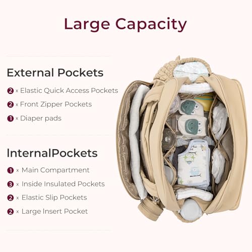 Telena Tote Diaper Bags, Travel Crossbody Large Capacity Hospital Bag for Women Labor Delivery with Pacifier Case Khaki - Image 4