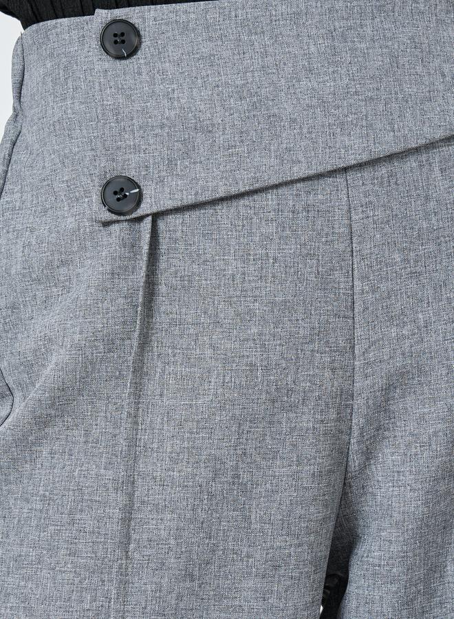 Take Two Women Solid Elastic Waist Button Detail Wide Leg Pants - Image 3