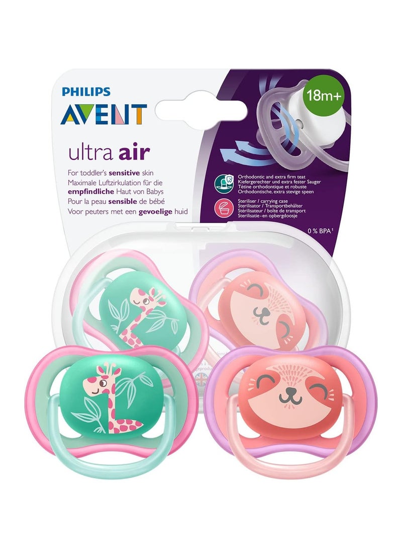 Philips Avent SCF349/12 Ultra Air Dummy 18+ months, Breathable Orthodontic, BPA free, Double pack, Giraffe/Panda