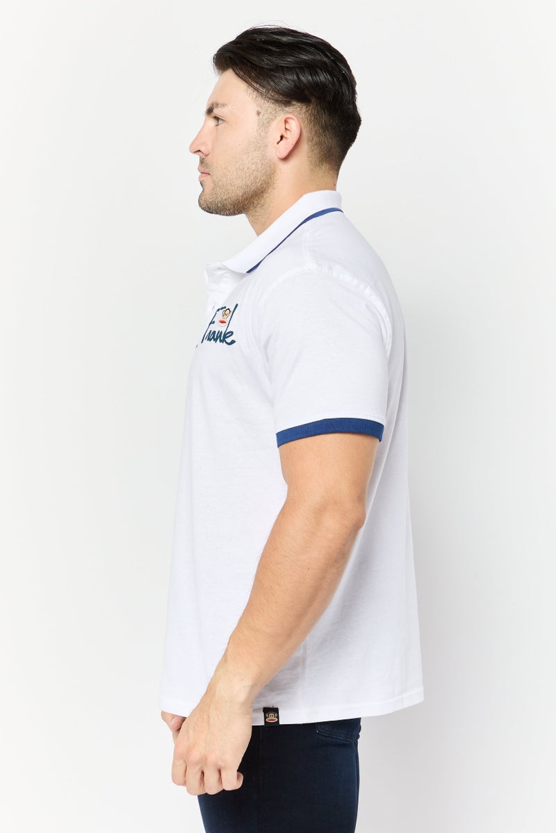 Paul Frank قميص بولو بأكمام قصيرة بتصميم عادي للرجال بشعار العلامة التجارية، أبيض - Image 3