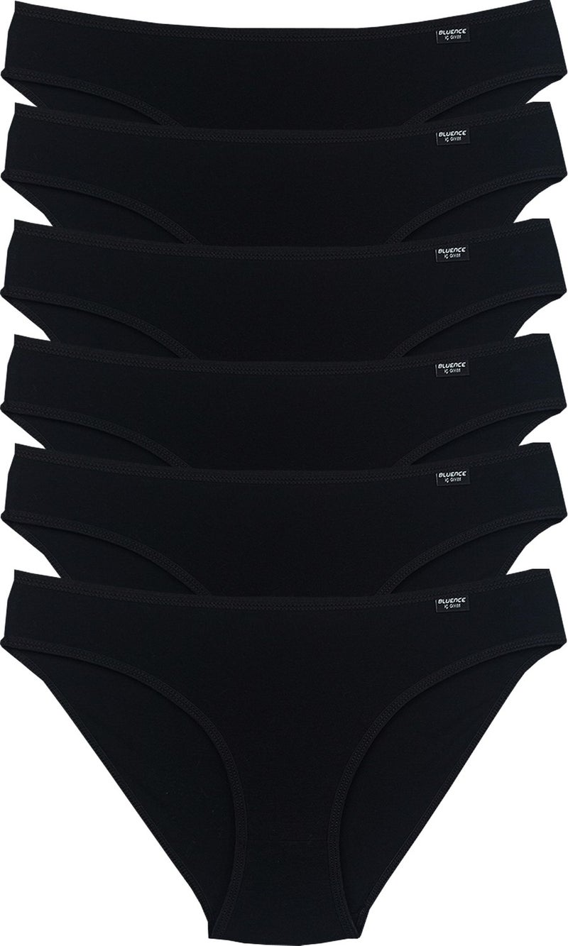 Bluence Women's Black 6 Pack Lycra Slip Panties