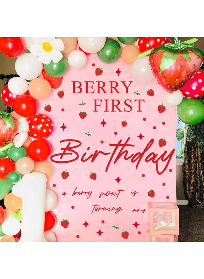 THEYGE Berry First Birthday Decal Sign Party First Birthday Backdrop Decals Baby Shower Girl Party Arch Stickers Strawberry Fruit Birthday Party Decorations Balloon Arch Party Supplies - Image 1