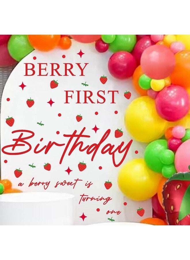 THEYGE Berry First Birthday Decal Sign Party First Birthday Backdrop Decals Baby Shower Girl Party Arch Stickers Strawberry Fruit Birthday Party Decorations Balloon Arch Party Supplies - Image 3